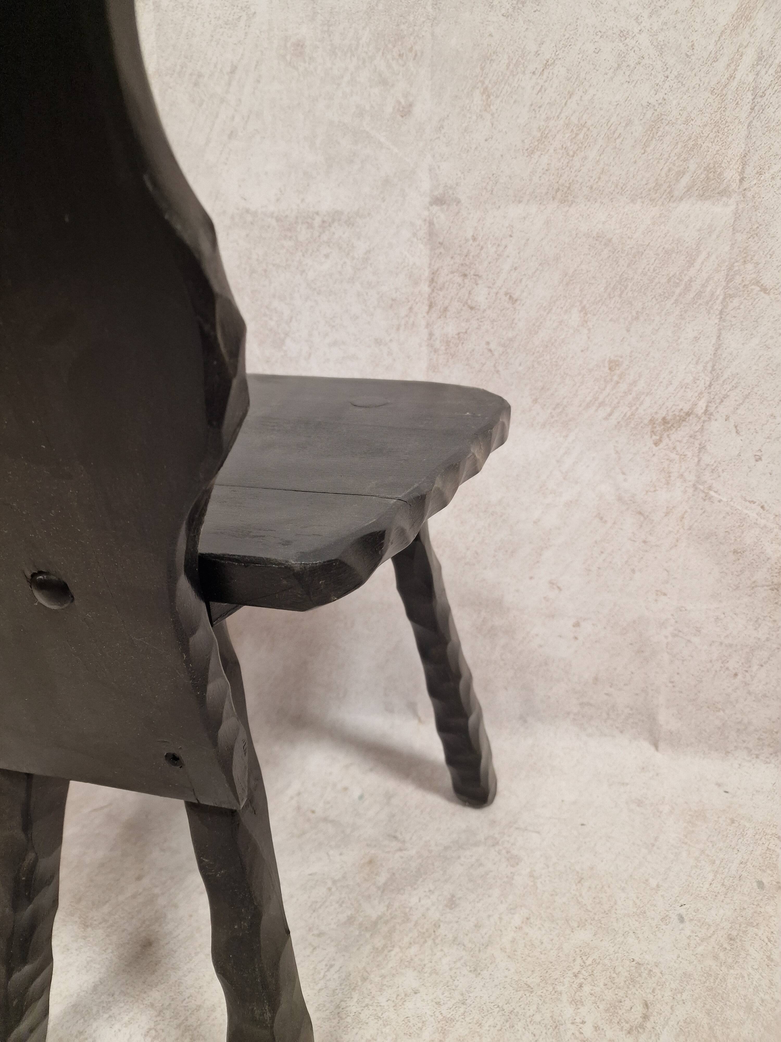 Black wooden brutalist chair