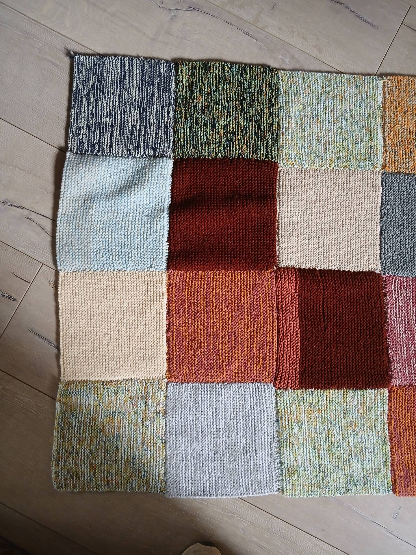 3 patchwork blankets knitted by hand