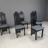 Vintage post modern black wooden dining chairs, 1980s