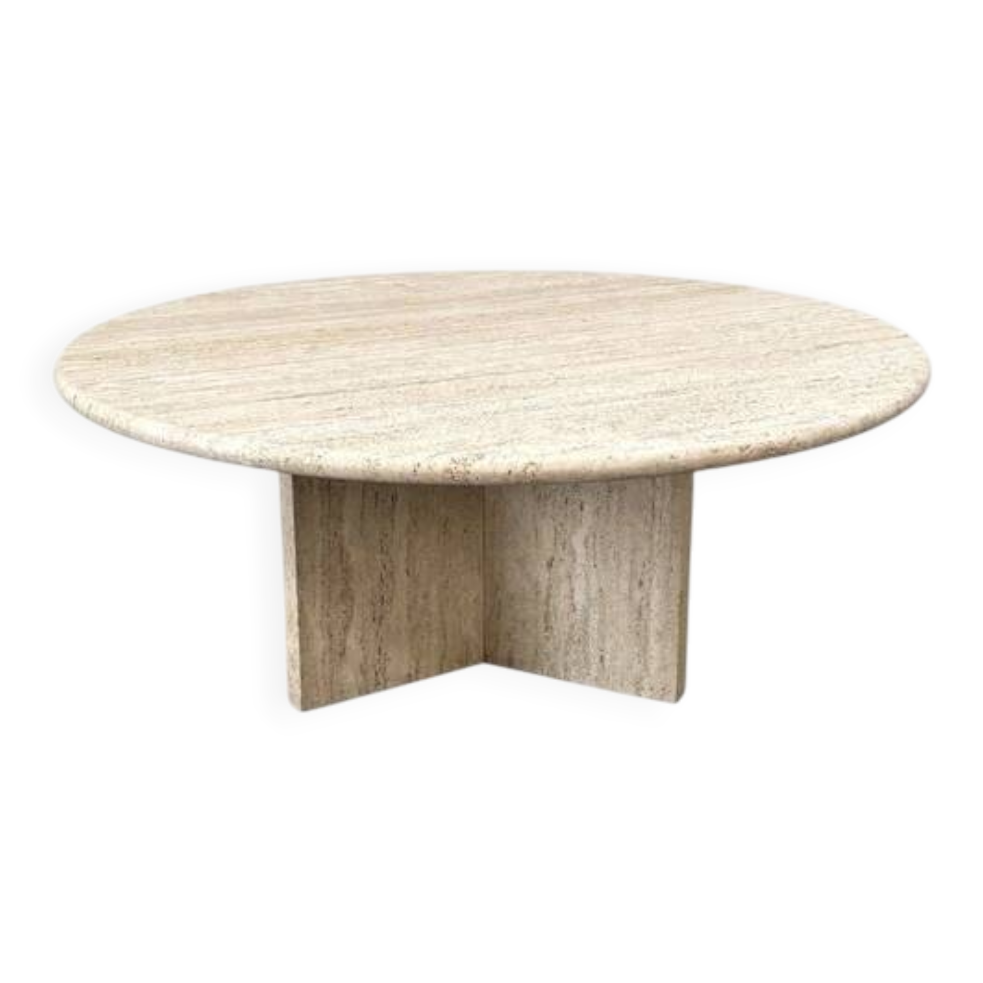 Round travertine coffee table, 1970s