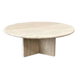 Round travertine coffee table, 1970s