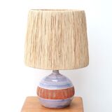 Ceramic lamp by Christian Muratore, raffia shade