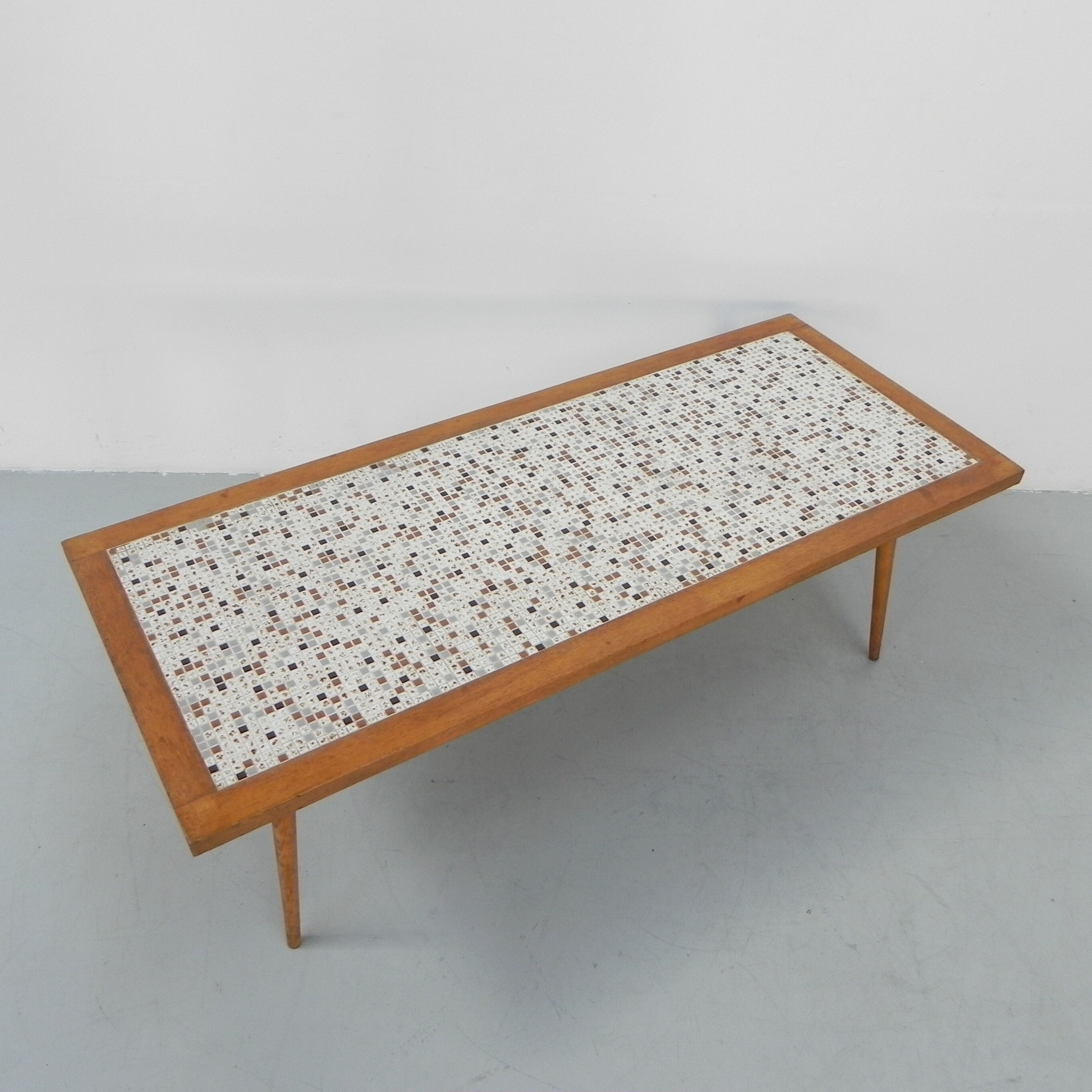 Vintage coffee table with mini tiles, tile table