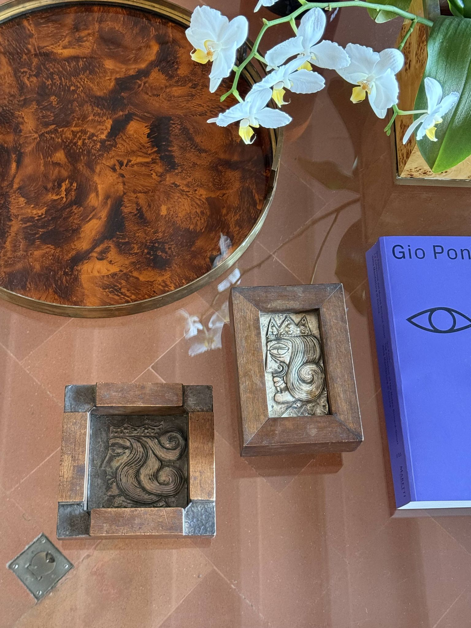 Mid-century rare Smoking Set, ashtray and cigars box, Italy 1950s