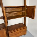 Antique modular shelf in solid French elm from the 60s, vintage