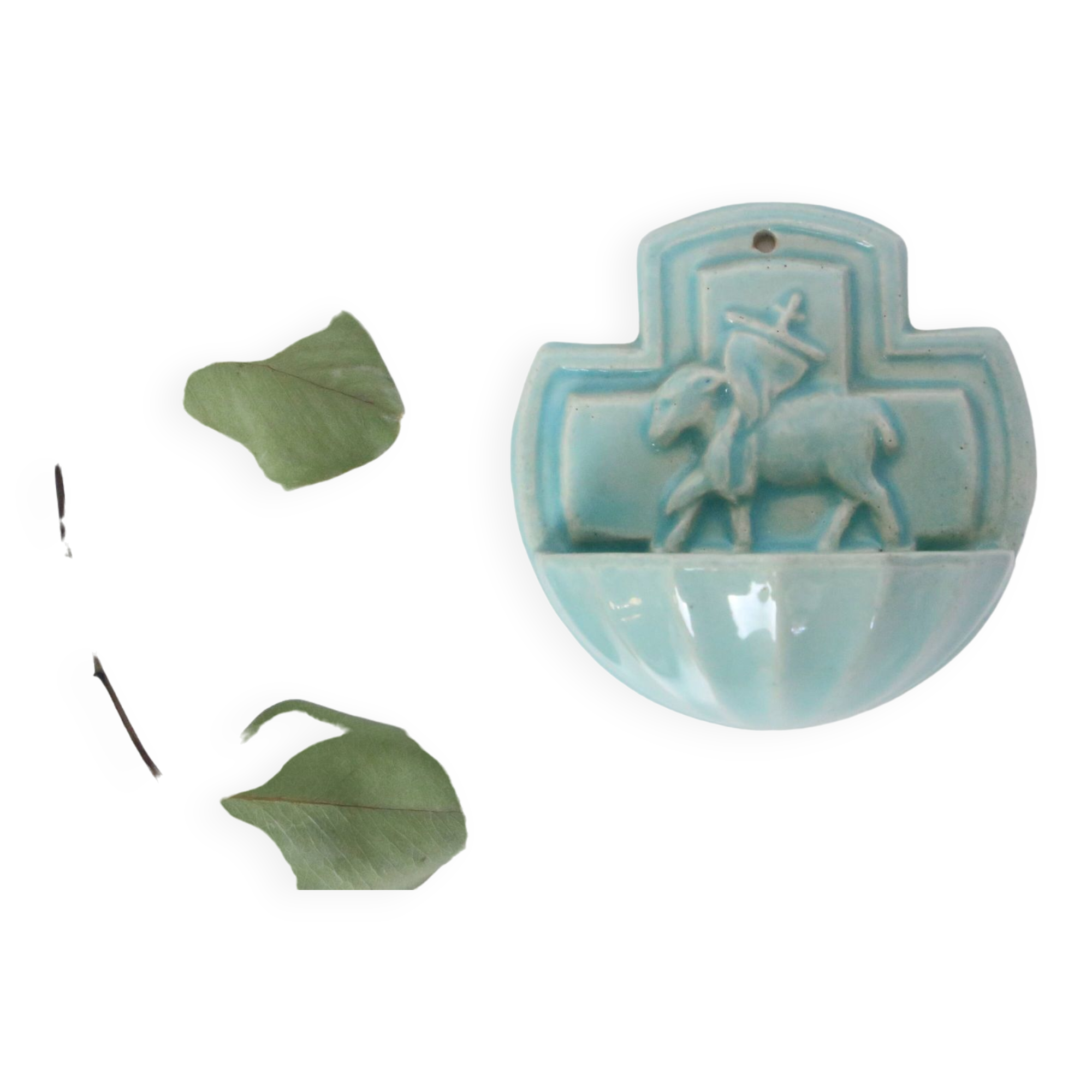 Desvres earthenware stoup, 1980