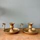 Lot de 2 bougeoirs anciens en laiton