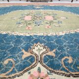 Tapis turc vintage fait main bleu et vert 7x10, 211x320 cm SK4996