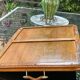 Old serving tray - oak and bronze