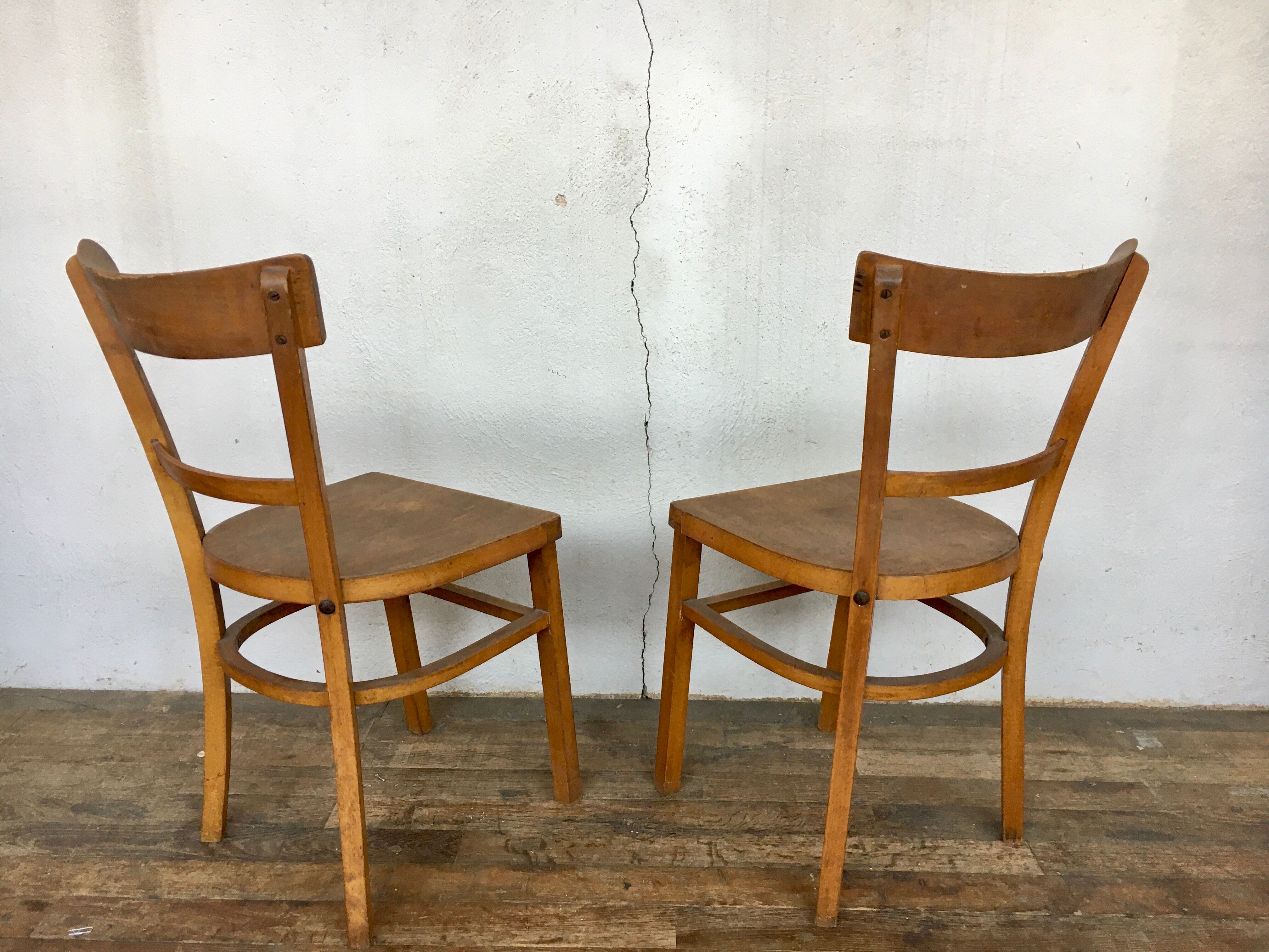 Paire de chaises bistrot troquet Fischel 1950