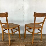 Paire de chaises bistrot troquet Fischel 1950