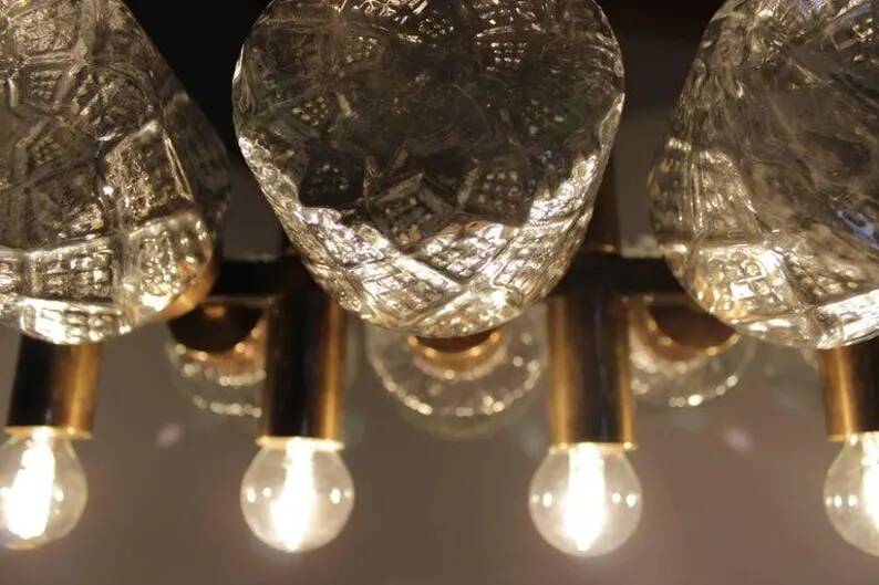 Unique Design Glass Chandelier, Czechoslovakia, 1970s