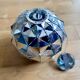 Silver-plated metal faceted ball pendant light - circa 1980