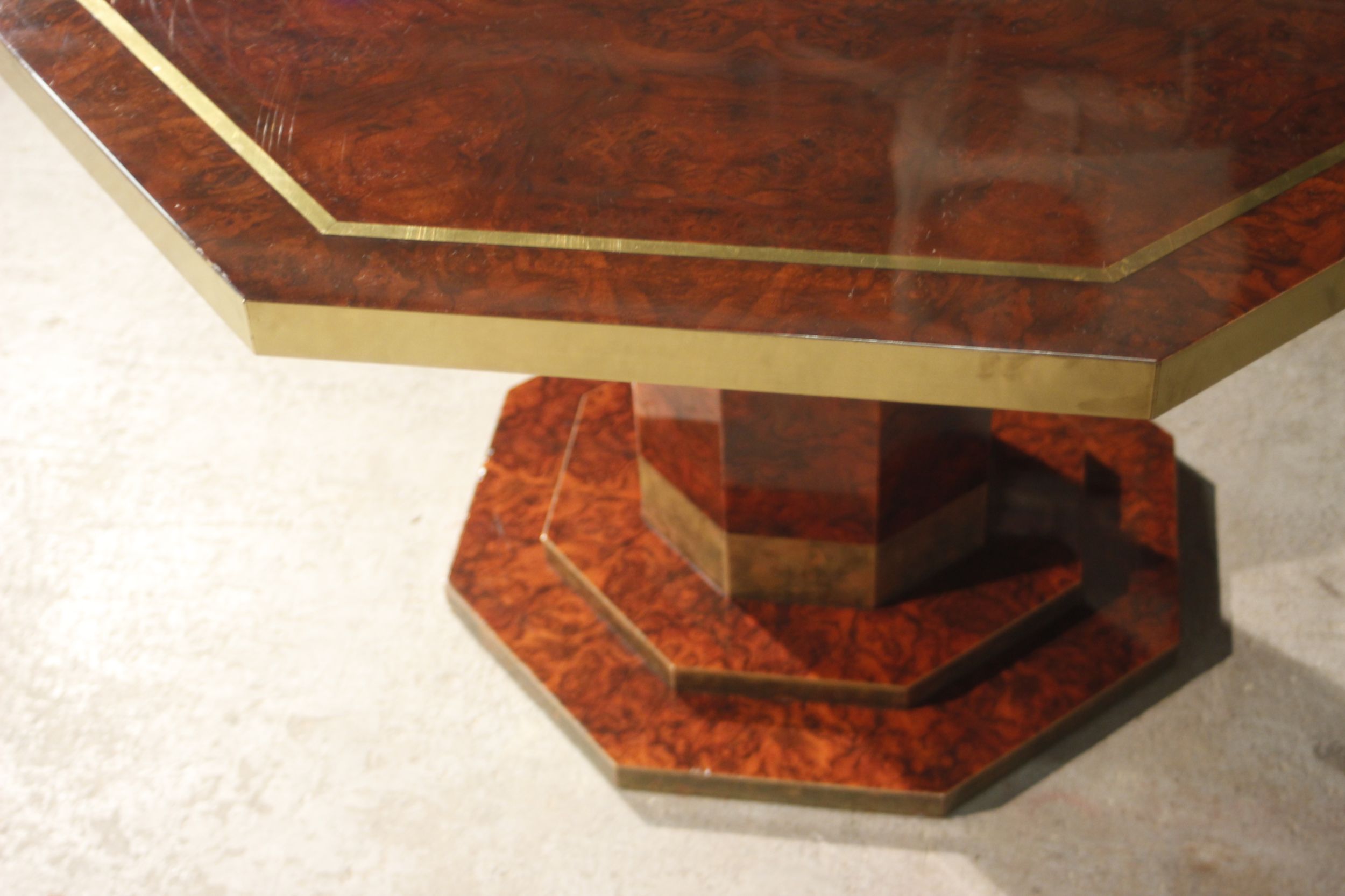Elm broussin dining room table by Jean Claude Mahey for Maison Romeo, 70s