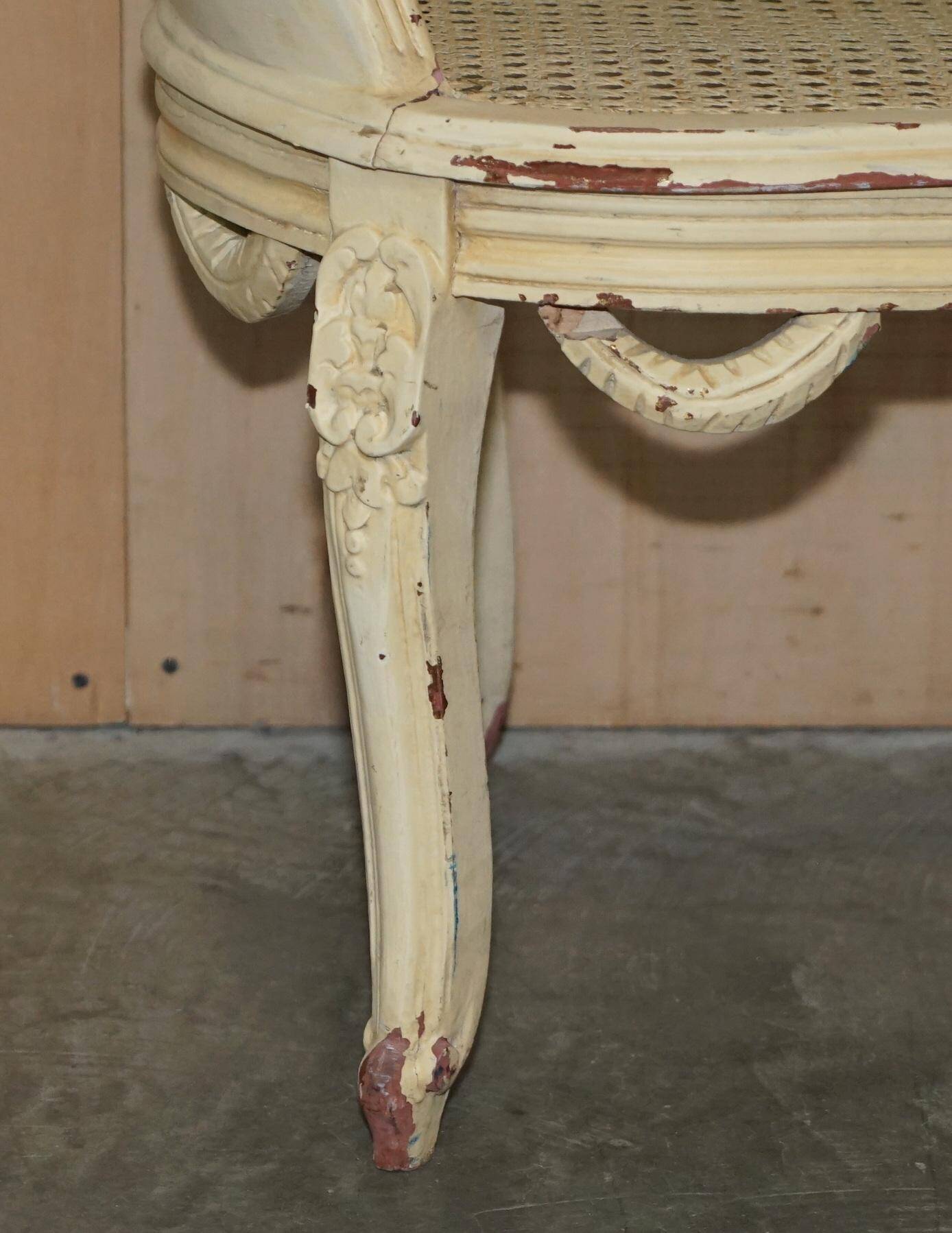 Antique French bergère window bench shabby chic