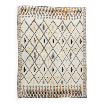 Tapis marocain moderne fait main, grande taille, 100 % laine. Options personnalisées disponibles.