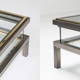Maison Jansen sliding coffee table in chrome and brass - 1970s