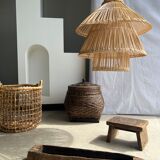 Rattan pendant lamp or light in the shape of an Asian lantern