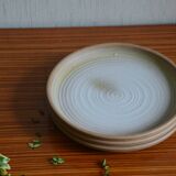 Set of 3 stoneware dessert plates with raised edges