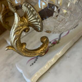 Pair of cut glass and Limoges porcelain wall sconces