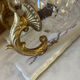 Pair of cut glass and Limoges porcelain wall sconces
