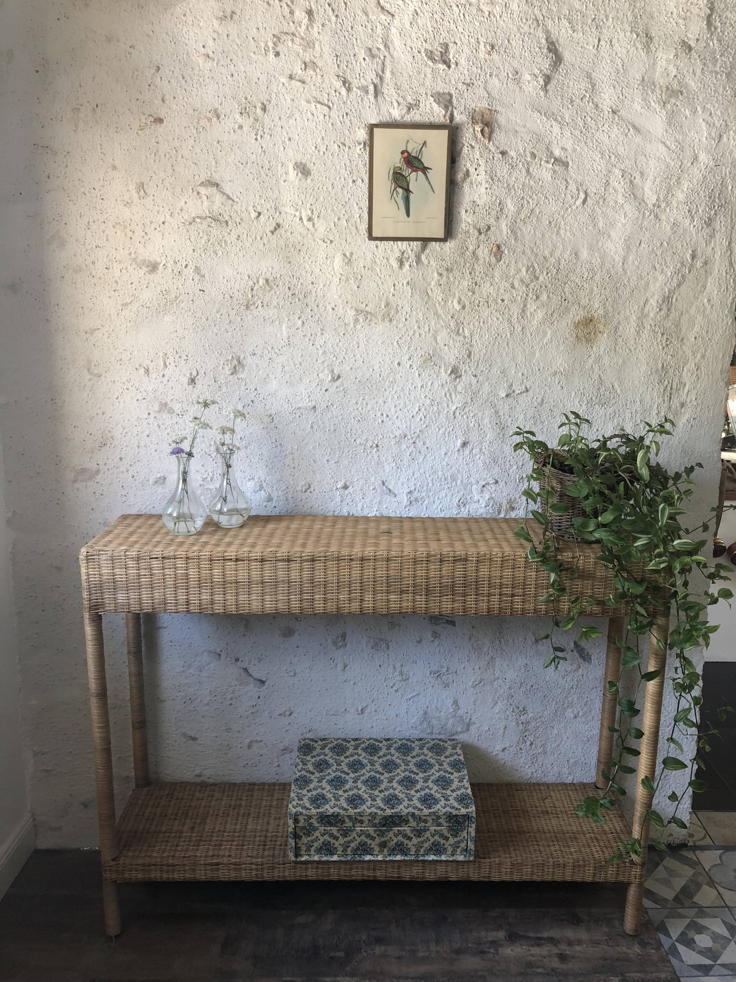 Vintage rattan console