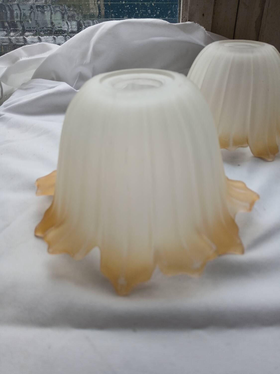 Pair of Art Deco glass tulips / pendant lights