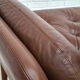 Danish 2-seater sofa, original brown leather, 70s