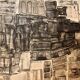 Abstract Mixed-Media Painting, Signed E. Navarra, 1960s