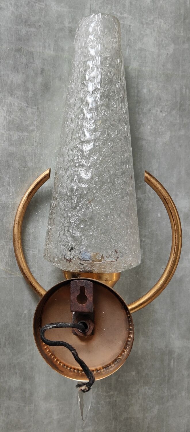 Paire appliques verre et métal doré