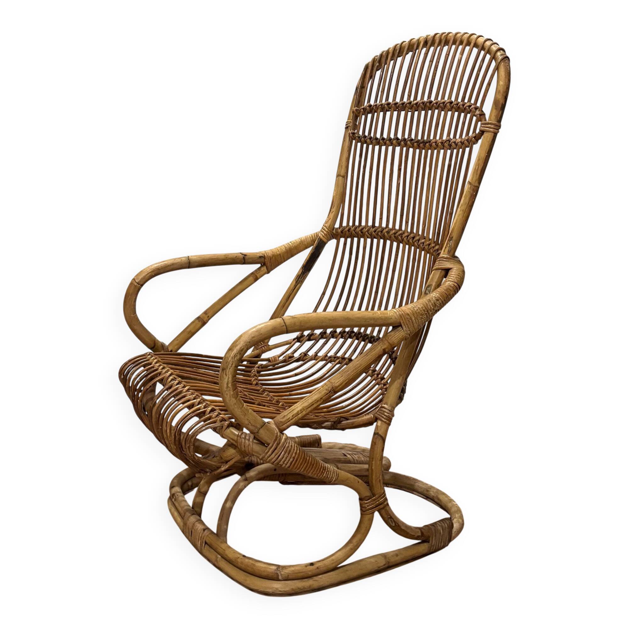 Fauteuil en rotin années 60
