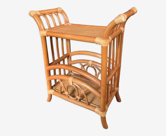 Table d’appoint vintage en rotin des années 70