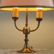 2 Light French Vintage Brass Boulotte Table Lamp With Cream Fabric Shade