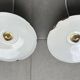 Pair of vintage lampshades, old enamelled sheet metal lampshades