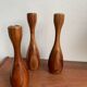 Danish wooden candlestick trio