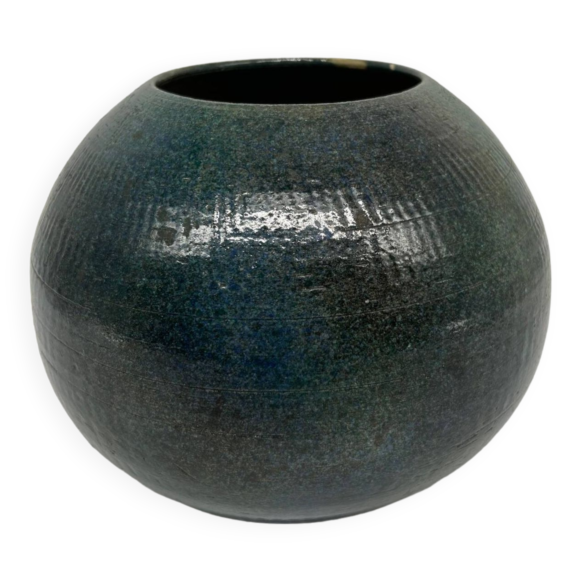 blue green ball vase