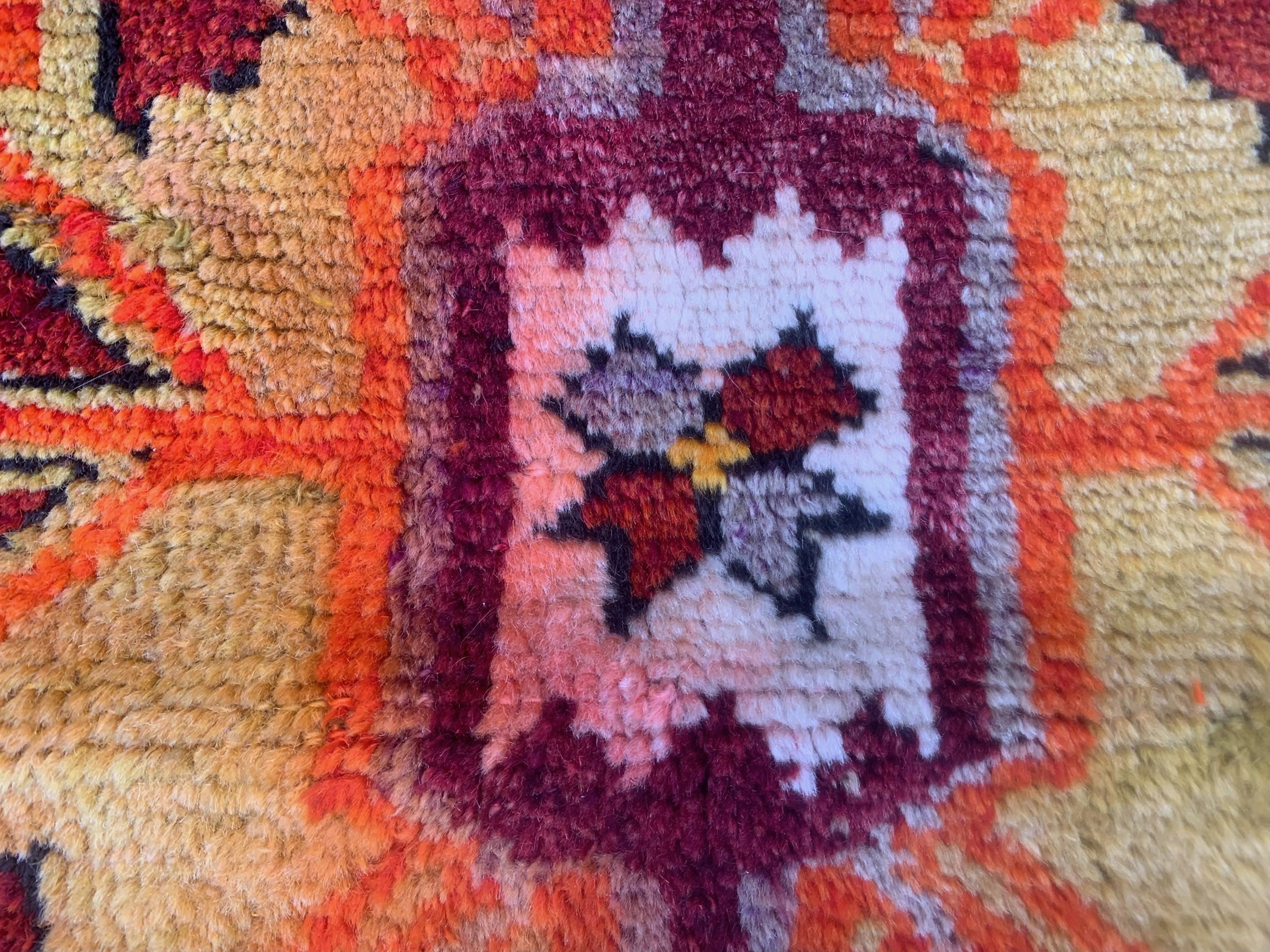 Old turkish Oushak rug 125x84 cm vintage carpet