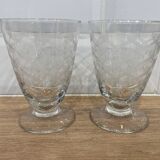 Set de 2 verres à vin en verre gravé