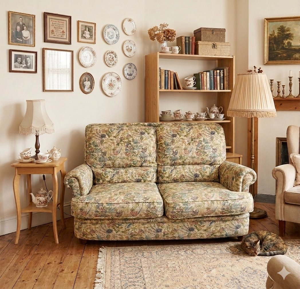 Flowered canapé in chic Grandmother style