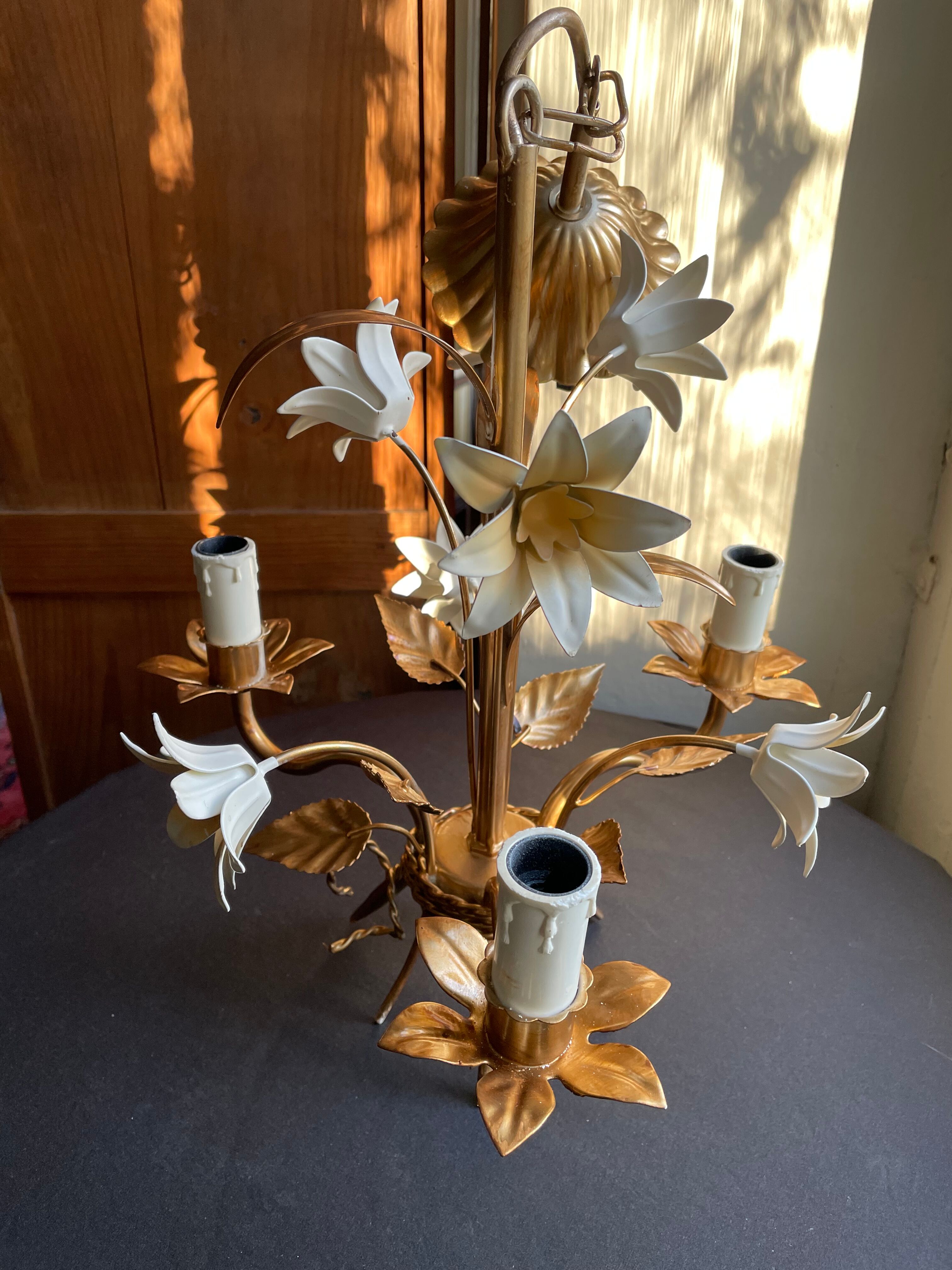 Lustre métal fleurs 3 feux