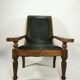 Antique 19th Century Restored British Colonial Plantation Chair Leather Seat