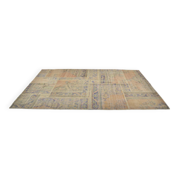 Tapis de sol vintage beige noué à la main sku 3042