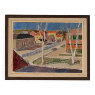 Swedish Oil on Panel – “Street Jämtland” by John Hedman (1913–1994)