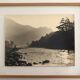 River landscape with characters, 60s/70s. Black and white silver print.