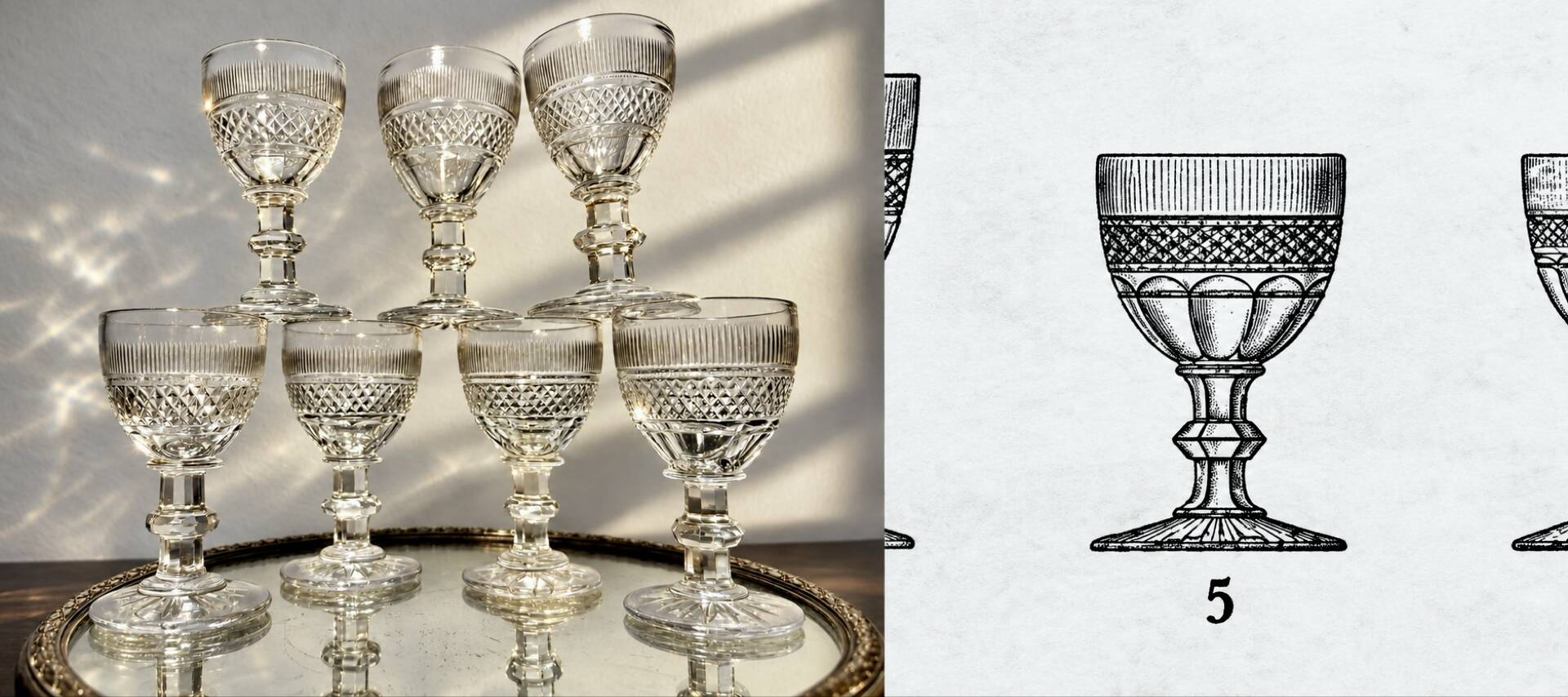 7p. Glasses Saint Louis Trianon model