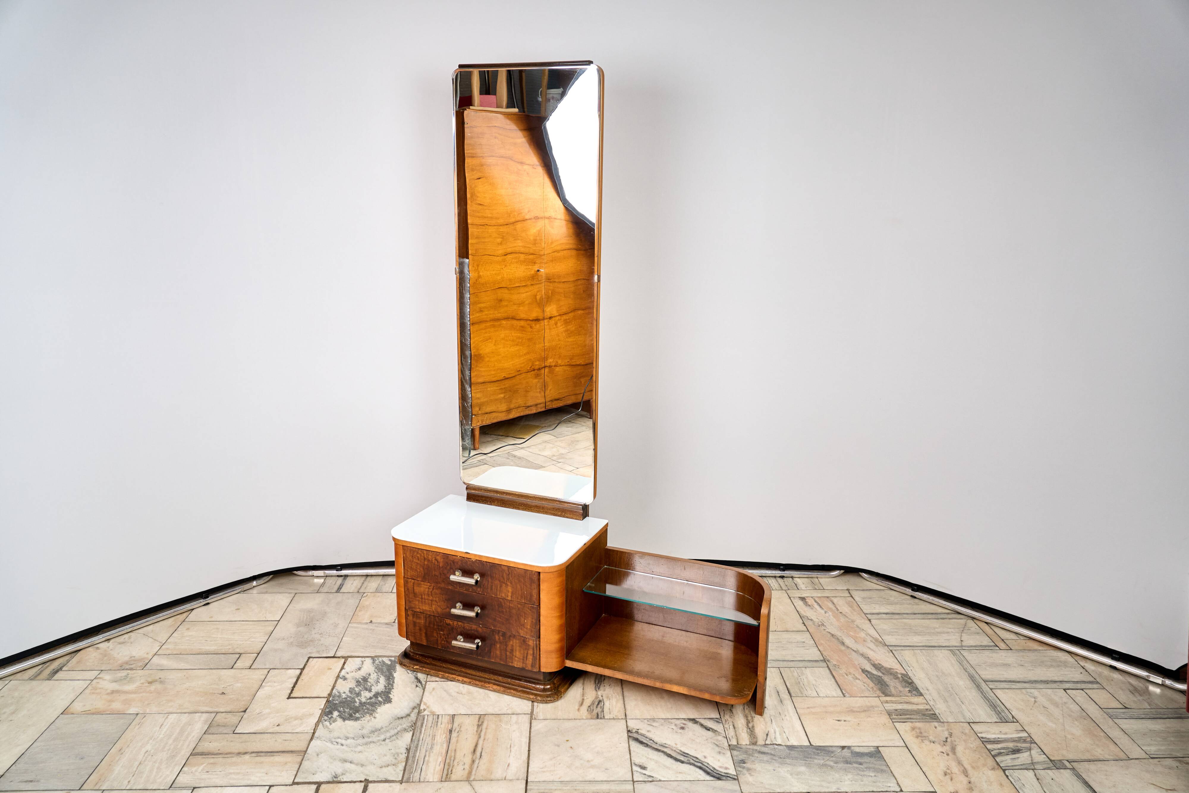 Vintage Toaletka Art Déco, proj. Jindřich Halabala, lata 40, Czechosłowacja