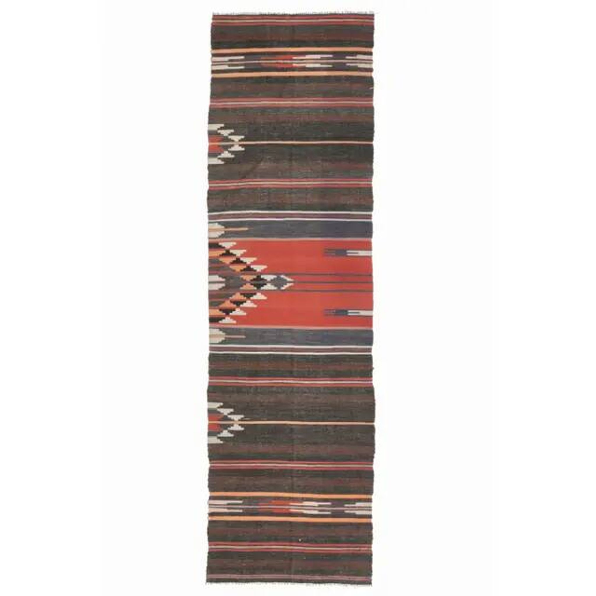 Vintage Turkish Oushak Handmade Wool Cotton Brown Runner Rug 73x254
