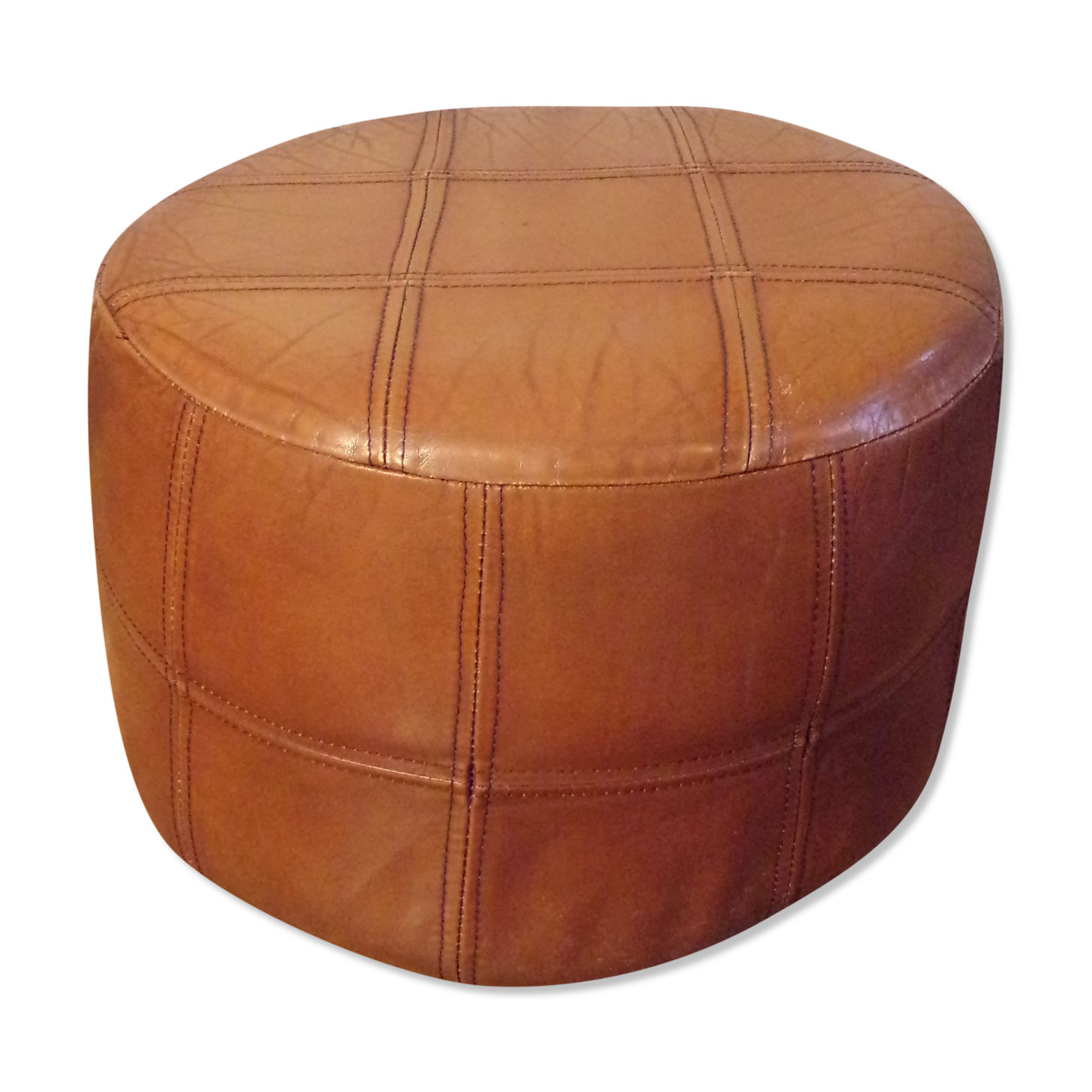 Vintage leather pouf