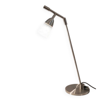 Vintage 1970s articulated metal and frosted glass lamp.