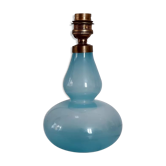 Pied de lampe à poser vintage en opaline bleue